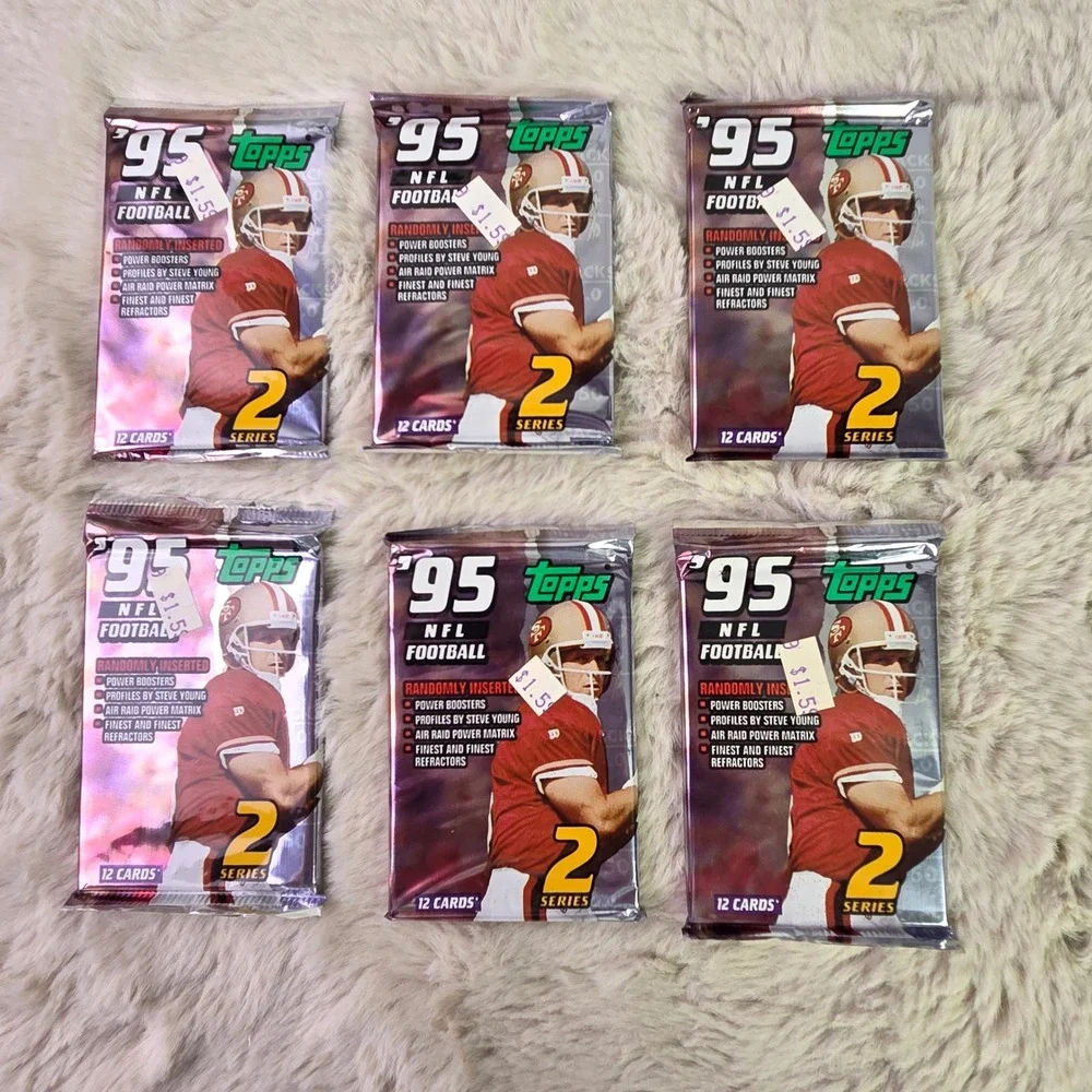 Lot of 6 1995 Topps NFL Football Series 2 Factory Sealed Wax Packs Steve Young